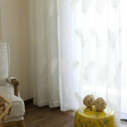 Průsvitná Záclona S Výšivkou Z Peří, Minimalistická Voile, Obývací Pokoj, Ložnice