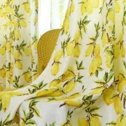 Čerstvá Polozatemňovací Záclona Vyrobená Na Míru Záclona S Potiskem Ovoce A Citronu Do Obývacího Pokoje