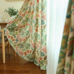 Americká Retro Záclona Na Míru, Záclona S Abstraktním Květinovým Potiskem, Ložnice, Obývací Pokoj, Polozatemňující Látka