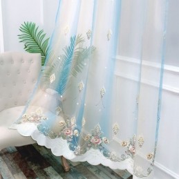 Průsvitná Záclona S Květinovou Výšivkou, Vyrobená Na Míru, Elegantní Tylová Závěs Do Obývacího Pokoje