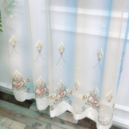 Průsvitná Záclona S Květinovou Výšivkou, Vyrobená Na Míru, Elegantní Tylová Závěs Do Obývacího Pokoje