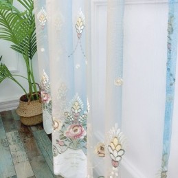 Průsvitná Záclona S Květinovou Výšivkou, Vyrobená Na Míru, Elegantní Tylová Závěs Do Obývacího Pokoje