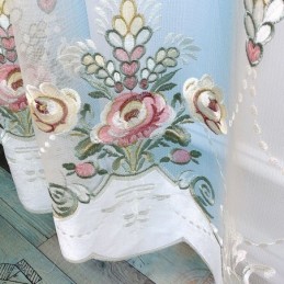 Průsvitná Záclona S Květinovou Výšivkou, Vyrobená Na Míru, Elegantní Tylová Závěs Do Obývacího Pokoje